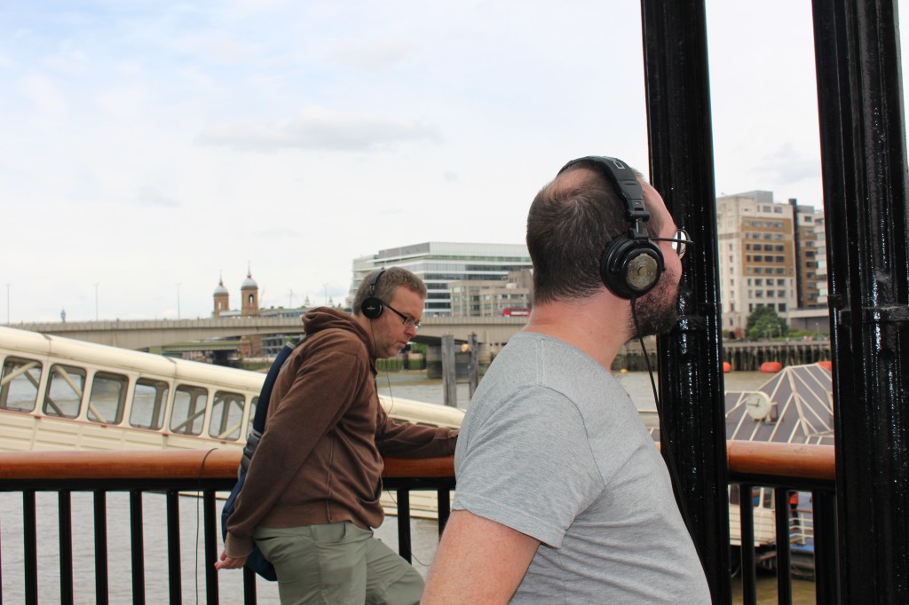 Simon Linke and Toby Gifford listening to the Thames