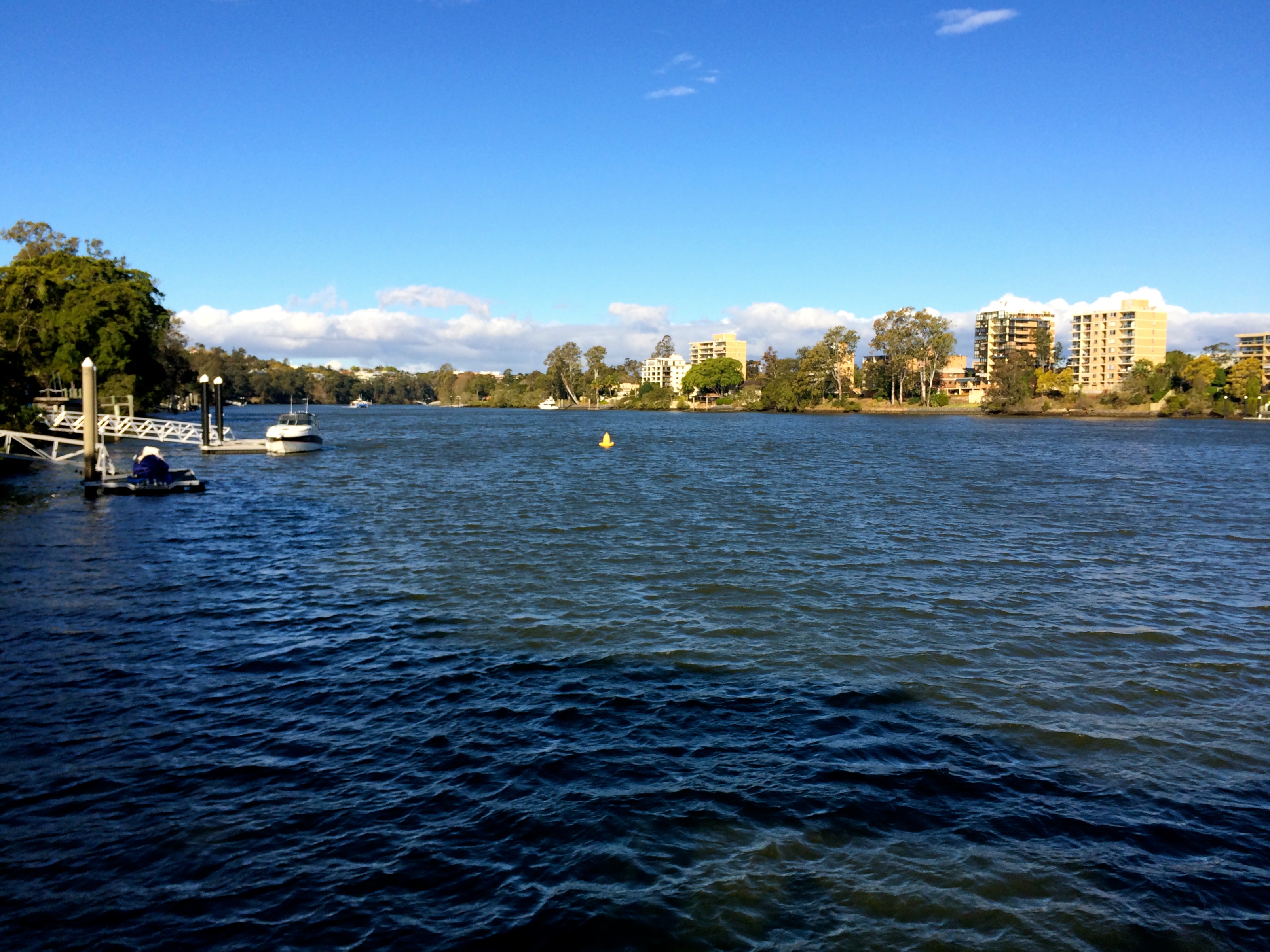 Brisbane River, West End Ferry Wharf, Recorded at 3pm on August 14th 2014.